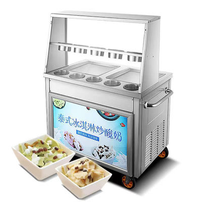 calidad Commercial Fried Ice Cream Machine Snack Factory For Sale Double Pan Ice Cream Roll Machine With Fruit Yogurt Ready To Ship fábrica